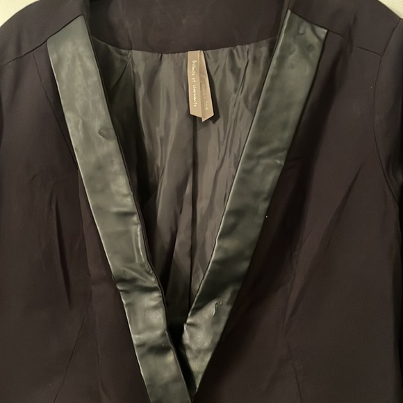 Tuxedo Style Faux Leather Trim Blazer - Picture 2 of 4